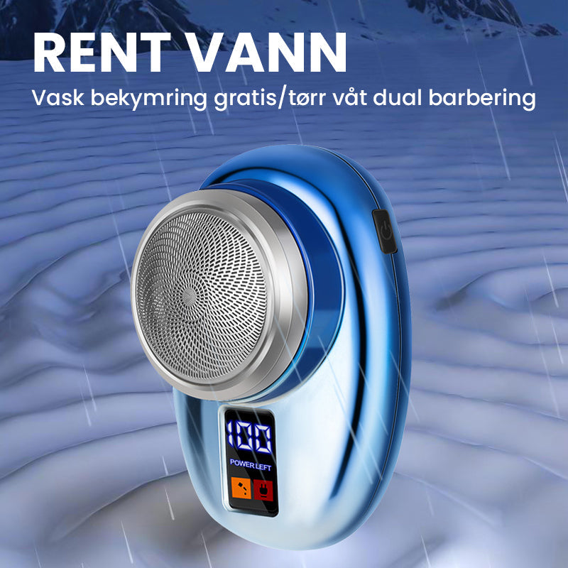 "Bærbar elektrisk barbermaskin med kompakt design, LED-skjerm og skarpe blader for enkel og effektiv barbering."