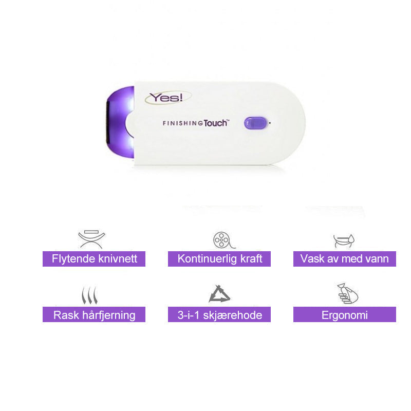 Bærbar epilator med kompakt design, mikro-oscillasjonsteknologi, ideell for skånsom hårfjerning på ansikt og kropp.