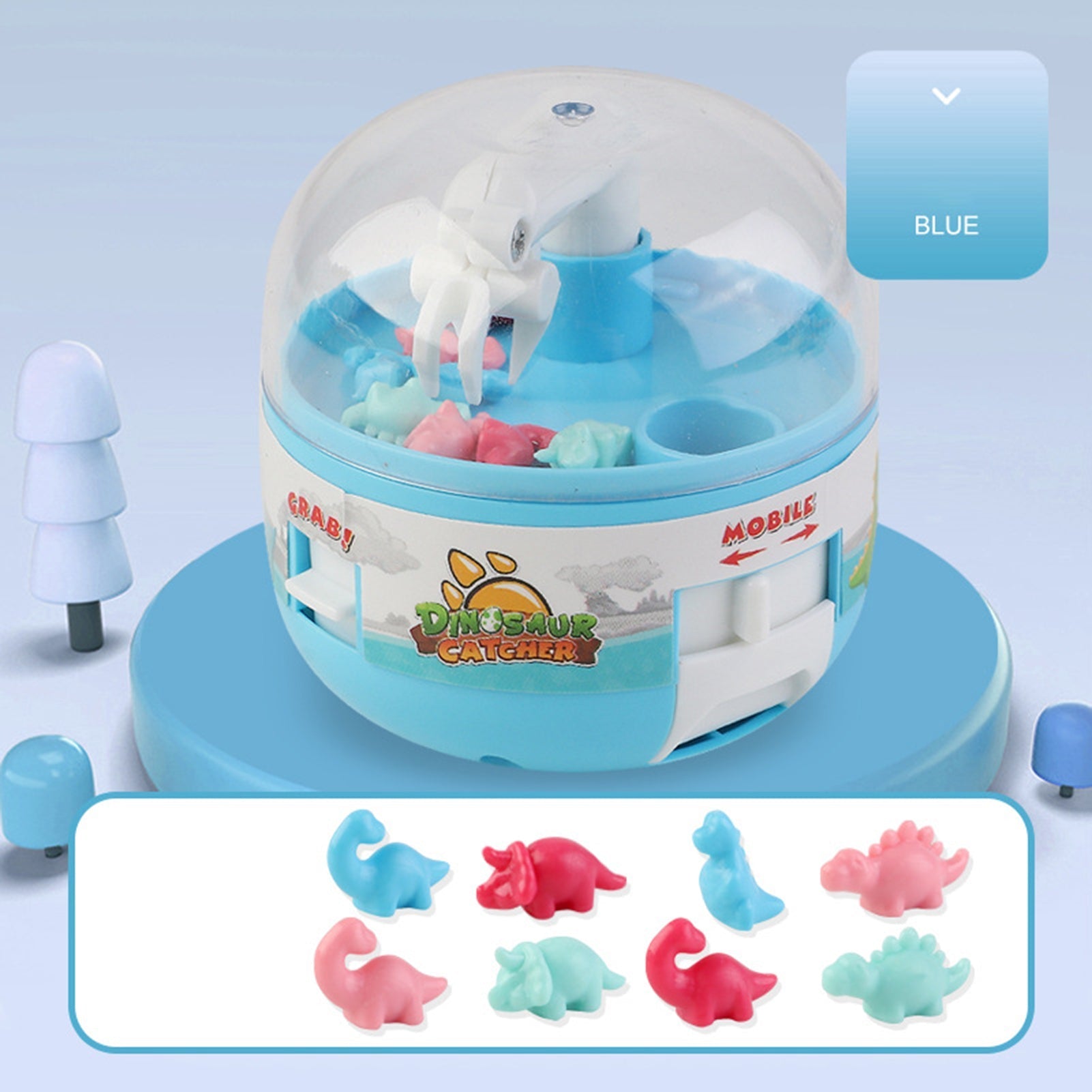 Ferdig montert mini dinosaur klomaskin, klar til bruk som en morsom arkade-opplevelse for hele familien.