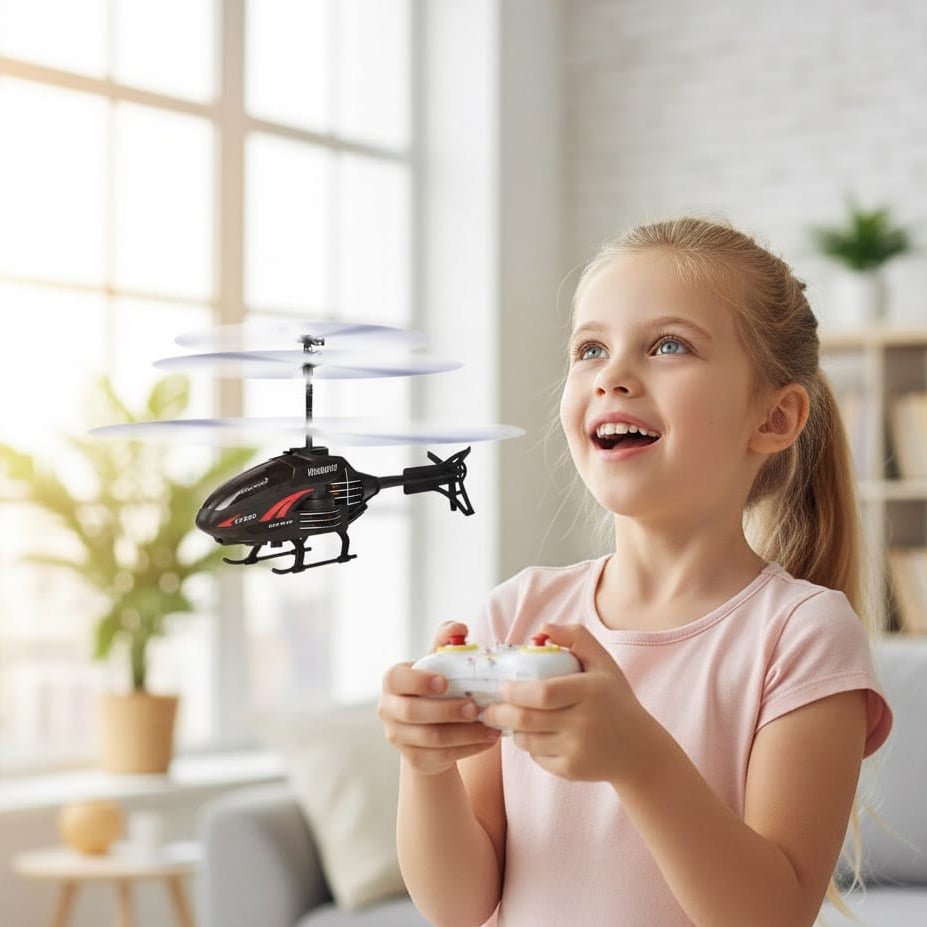 Fjernstyrt minihelikopter med LED-lys, et spennende innendørs leketøy for barn