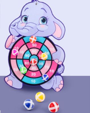 Utvalg av tilbehør til barnas kreative dartbrett, alt for trygg og underholdende innendørslek.