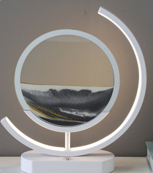 Bevegelig sand bordlampe med LED, skaper avslappende sandkunst for hjemmedekor.