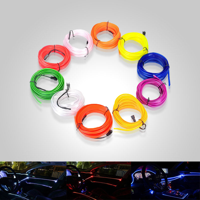 USB-drevet 5m neonlys for bil, enkelt å installere som interiørlys og bilstyling.