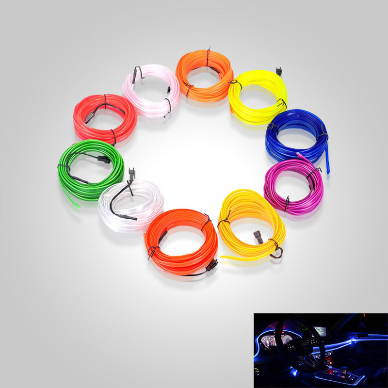 Fleksibelt LED-strips for bilinteriør, gir unik neonlys-effekt og stemningslys.