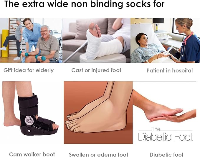 Detaljbilde av de ekstra brede unisex sokkene, som viser den myke teksturen og den romslige passformen.