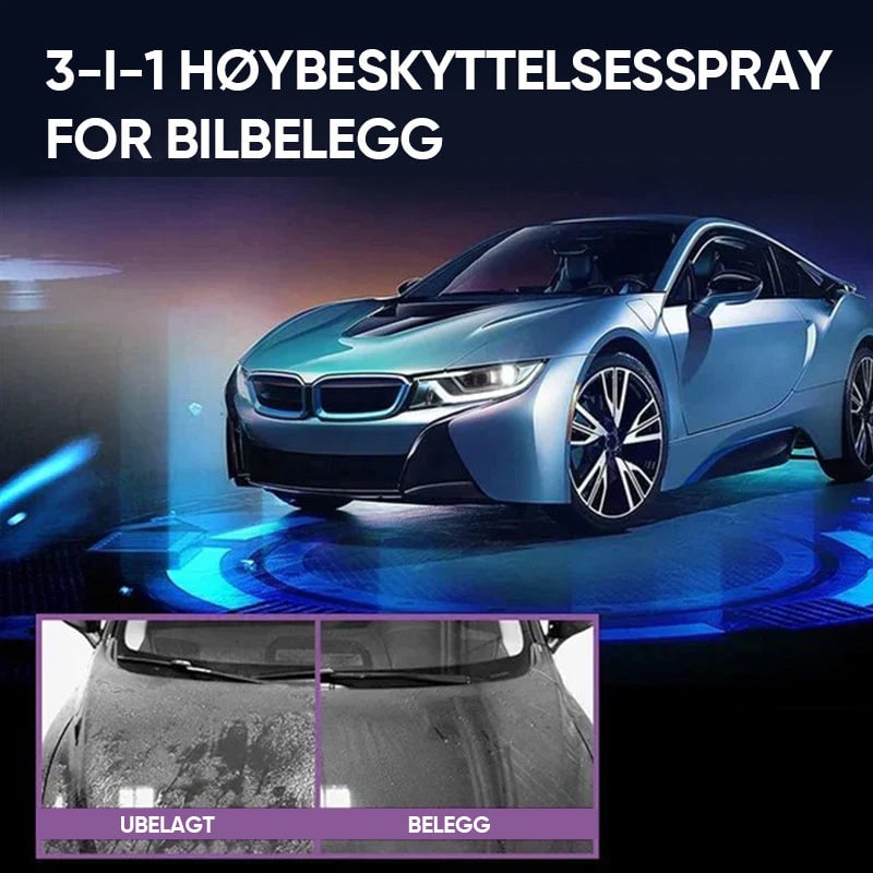 "Bilfornyelsesspray med nanoteknologi, gir langvarig glans uten vann. Perfekt for biler, båter og motorsykler."