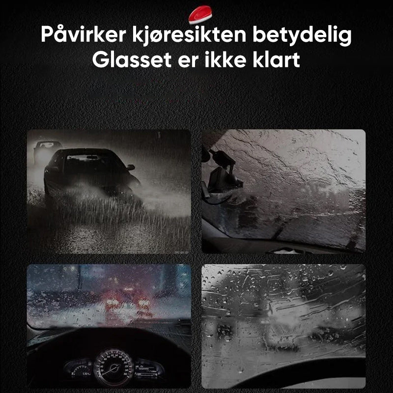 Bilglassrenser sprayes på bilens frontrute, fjern olje og smuss for krystallklar sikt og trygg kjøring.