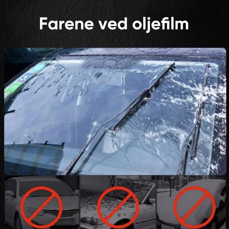 Bilglassrenser sprayes på bilens frontrute, fjern olje og smuss for krystallklar sikt og trygg kjøring.