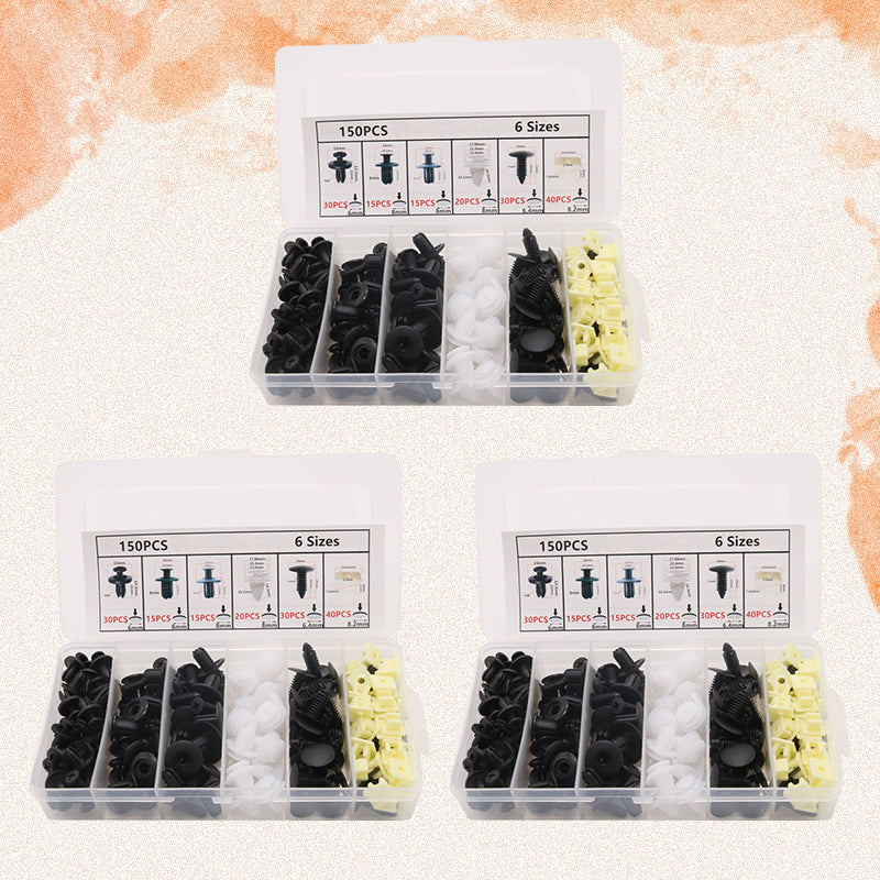 Bilkropp plastnagler i nylon, 150 stk. Perfekt for fester på biler. Slitesterke, korrosjonsbestandige. Universal størrelse.