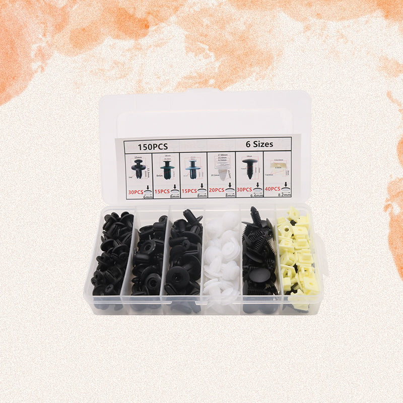 Bilkropp plastnagler i nylon, 150 stk. Perfekt for fester på biler. Slitesterke, korrosjonsbestandige. Universal størrelse.