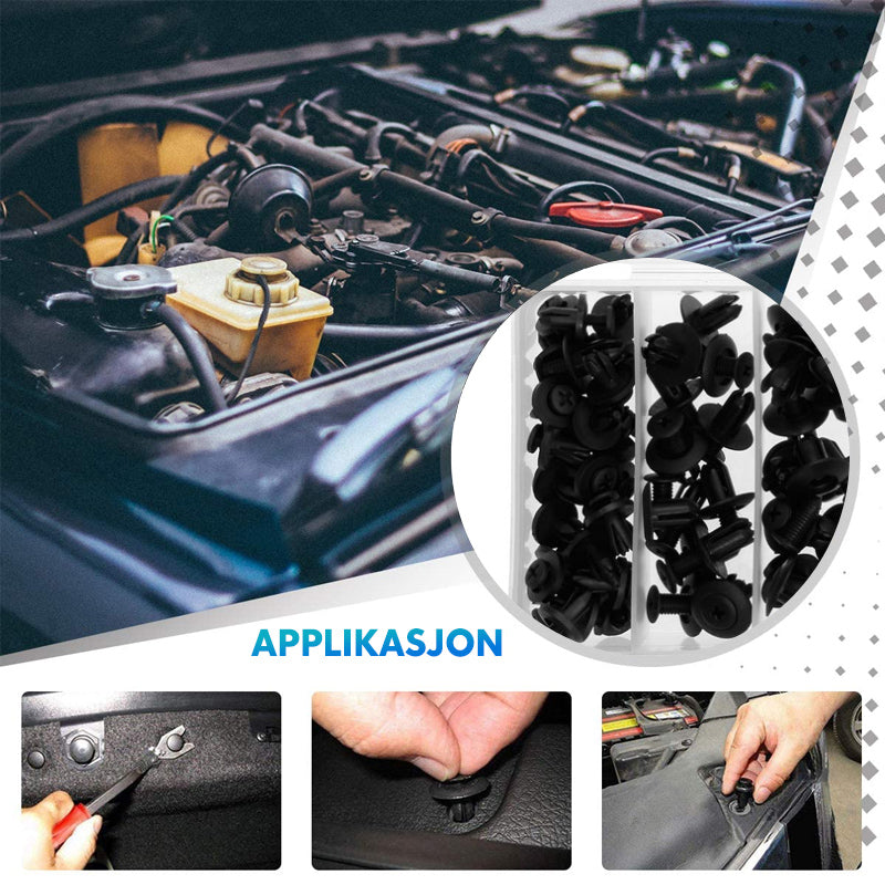 Bilkropp plastnagler i nylon, 150 stk. Perfekt for fester på biler. Slitesterke, korrosjonsbestandige. Universal størrelse.