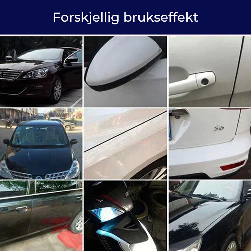 "Bilripefjerningssett med flaske, svamp og bruksanvisning, ideelt for fjerning av riper og glansfornyelse av bil."