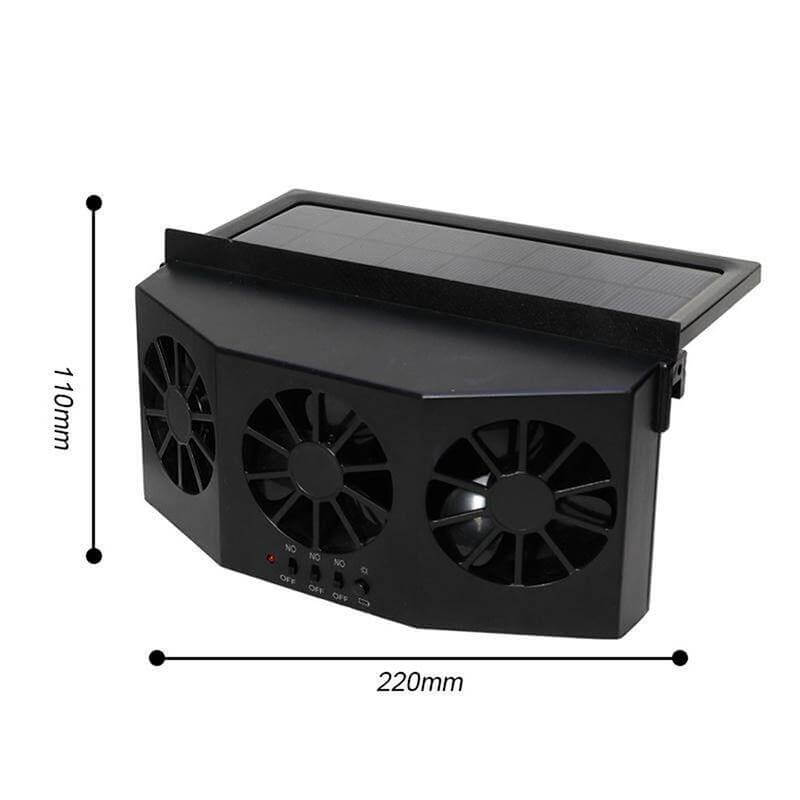 Portabel bilvifte med integrert solcellepanel, perfekt biltilbehør for varme dager.