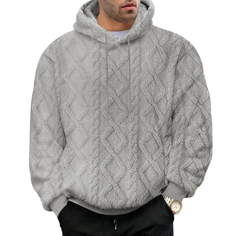 Svart herre jacquard hettegenser, et moderne og sporty plagg for fritid.