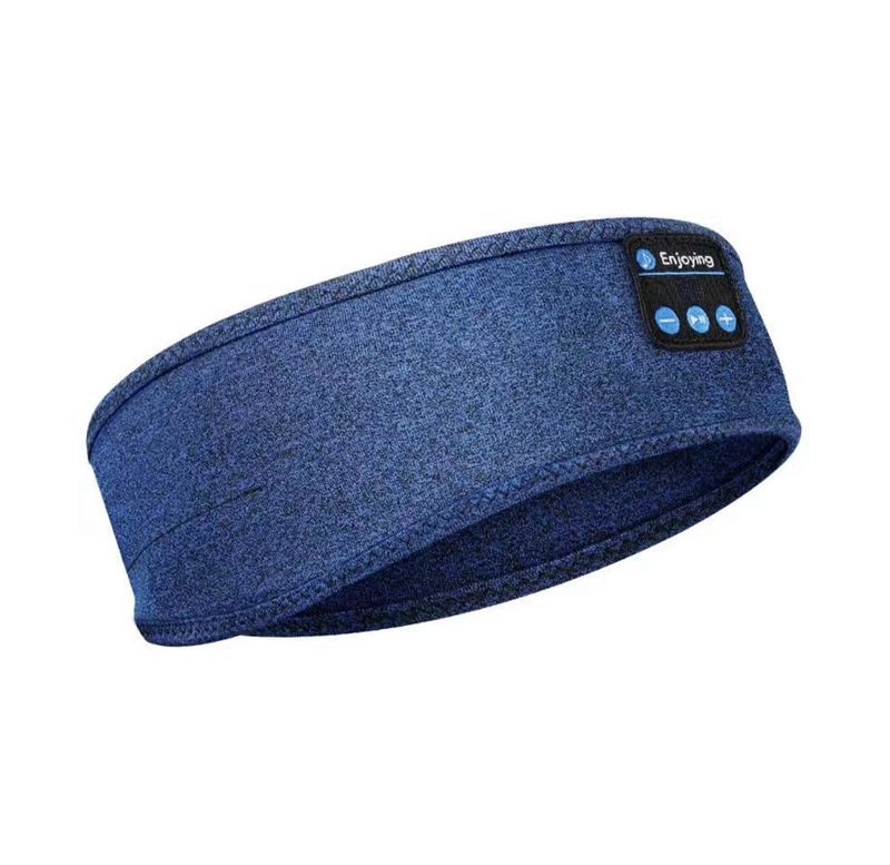 "Blå Bluetooth sports hodebånd, trådløs musikk, komfortabel passform, perfekt for trening og daglig bruk, sidevisning."