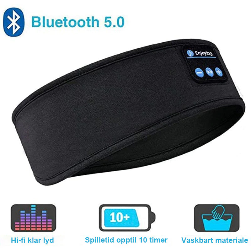 "Blå Bluetooth sports hodebånd, trådløs musikk, komfortabel passform, perfekt for trening og daglig bruk, sidevisning."