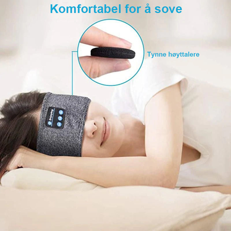 "Blå Bluetooth sports hodebånd, trådløs musikk, komfortabel passform, perfekt for trening og daglig bruk, sidevisning."