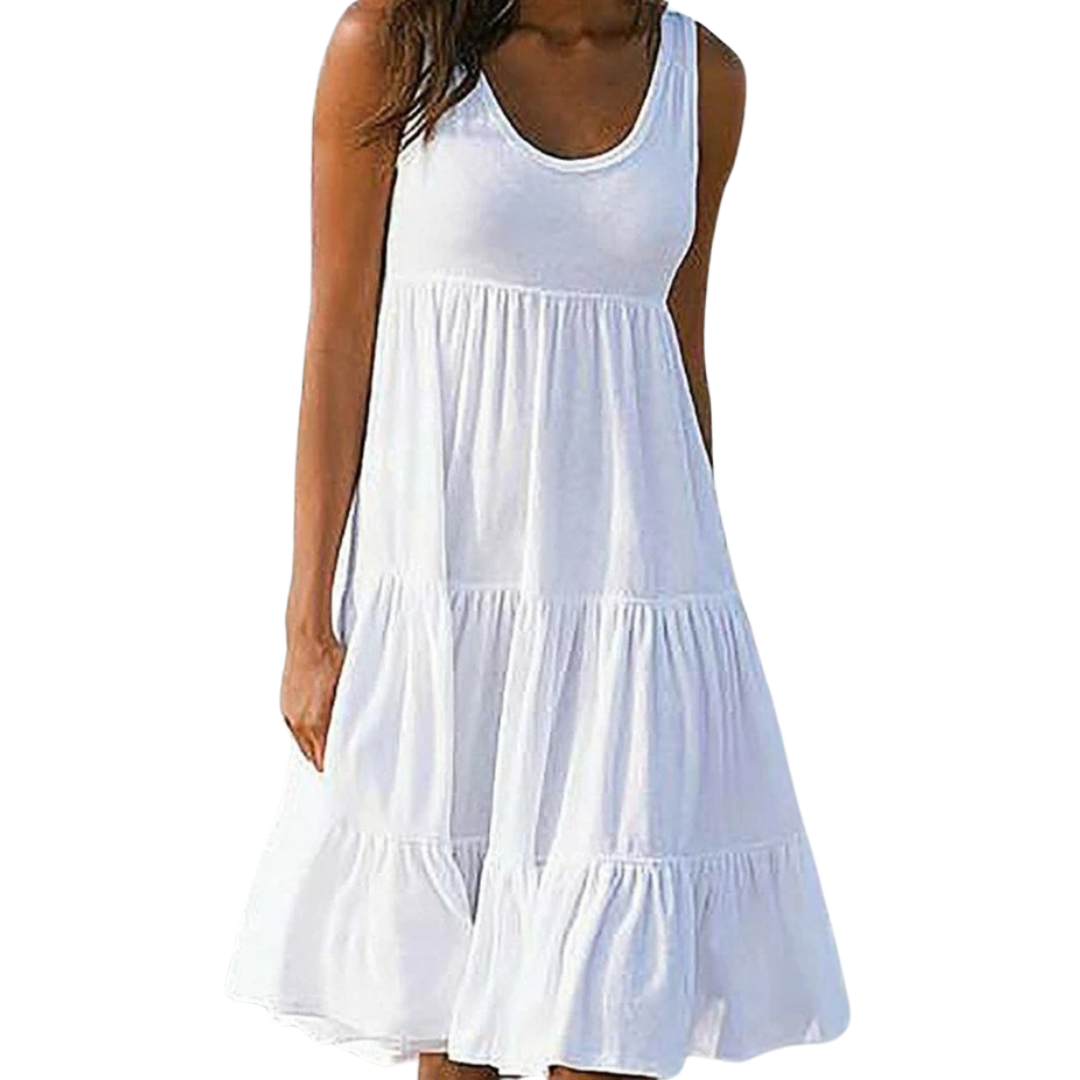 Boho minikjole for kvinner med volanger, perfekt for sommerlig stil.