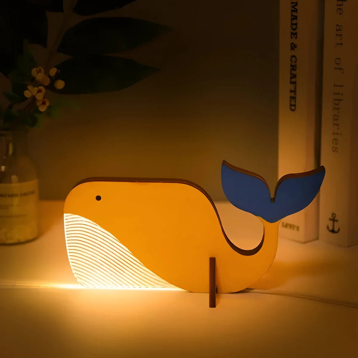 Funksjonell barnelampe med dyremotiv. Gavetips for barnerommet. USB-lampe med beroligende mykt lys.