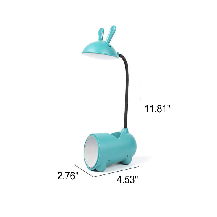 Moderne bordlampe med kanindesign. LED-lys, berøringskontroll og innebygd penneholder for orden.