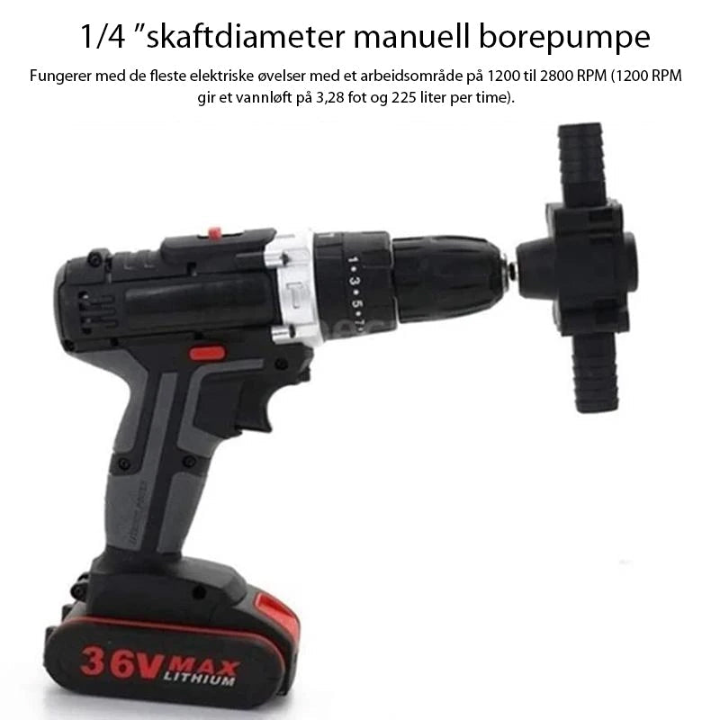"Borepumpe for vannoverføring, svart plast, kompakt design, 125x70x62 mm, ideell for drenering av vasker og bassenger."