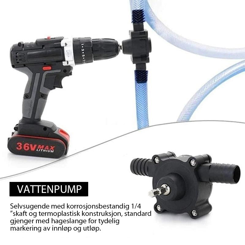 "Borepumpe for vannoverføring, svart plast, kompakt design, 125x70x62 mm, ideell for drenering av vasker og bassenger."