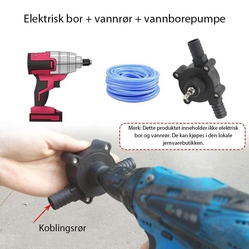 "Borepumpe for vannoverføring, svart plast, kompakt design, 125x70x62 mm, ideell for drenering av vasker og bassenger."