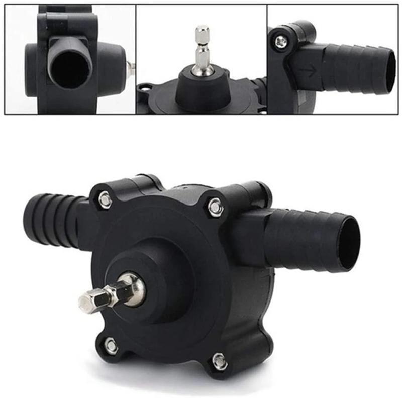 "Borepumpe for vannoverføring, svart plast, kompakt design, 125x70x62 mm, ideell for drenering av vasker og bassenger."