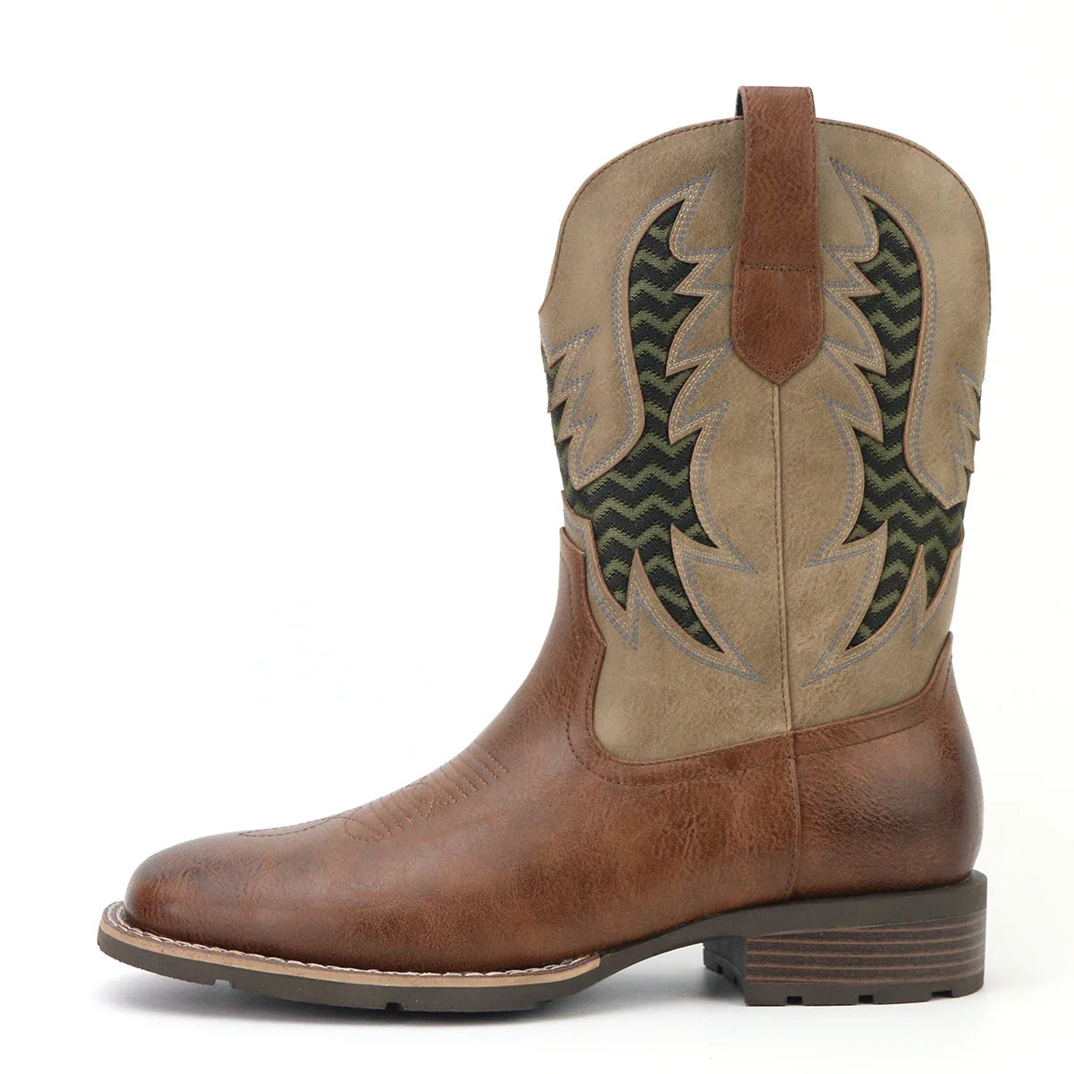 Brune vintage herre cowboystøvler. Brodert detaljer, komfortabel passform. Perfekt for tidløs stil.