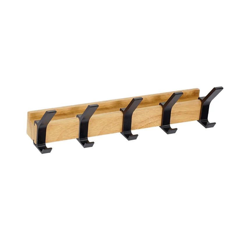 Brunt vegghengt klesstativ med flyttbare kroker for moderne entre eller soverom, minimalistisk design.