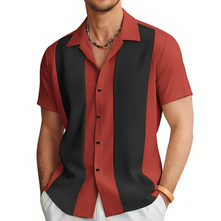 Casual herreskjorte i pustende polyester, perfekt for sommer, strand og fritid. Komfortabel kortermet herremote.