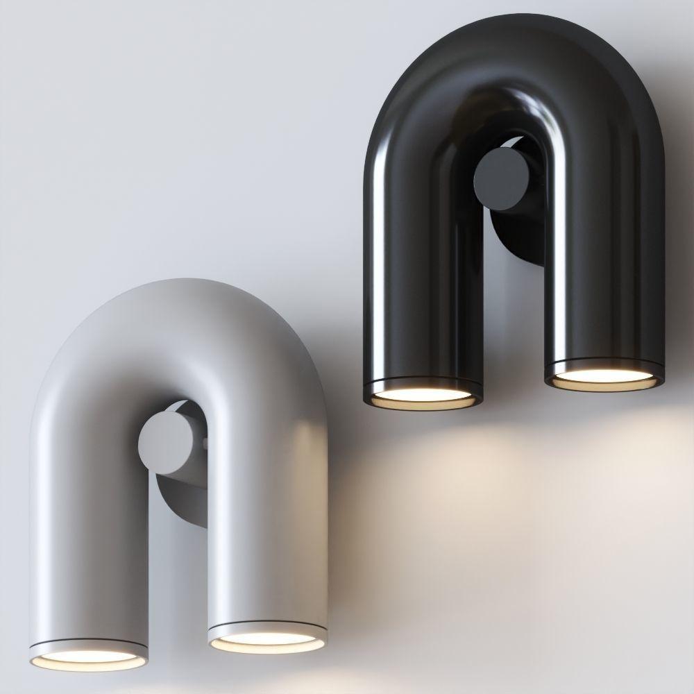 "Cirkus justerbar LED vegglampe med U-formet modul, elegant design for moderne innendørs belysning."