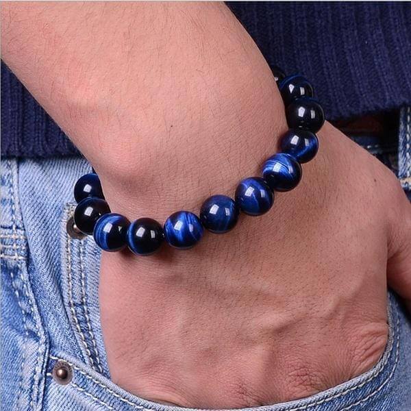 Blått tigerøye armbånd for kvinner, et elegant og beskyttende smykke.