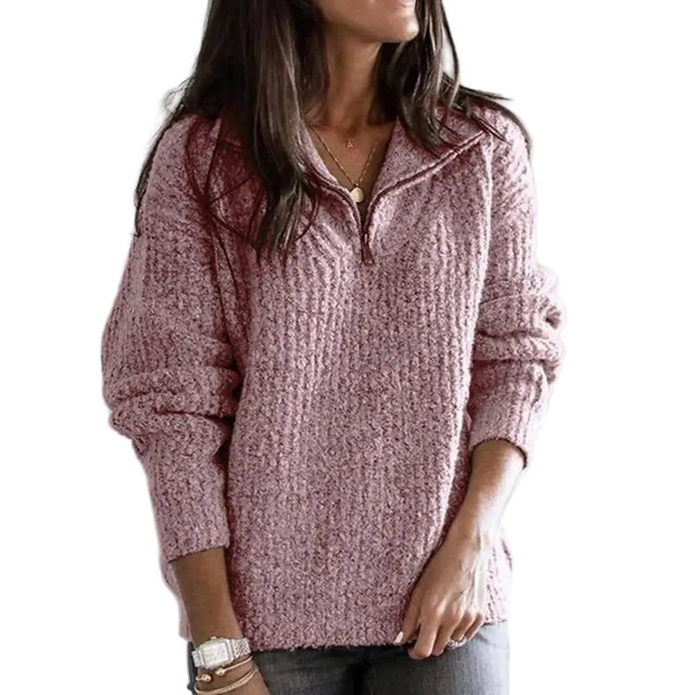 Dame glidelåsgenser med løs passform, perfekt for komfortabel og stilfull hverdag. Langermet pullover.