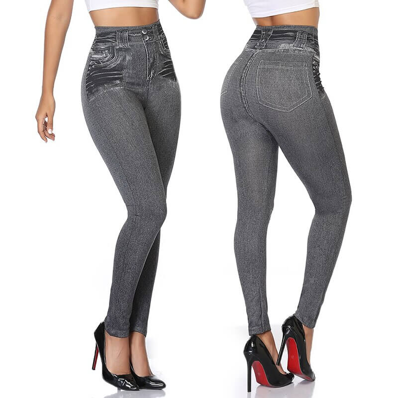 Perfekt passform dame jeans-leggings med høy midje, som gir slankende og komfortabel stil.