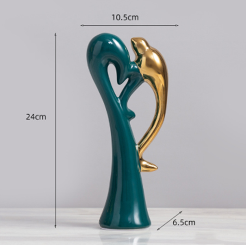 Dekorativ Keramisk Kjærlighetspapegøye Figur
