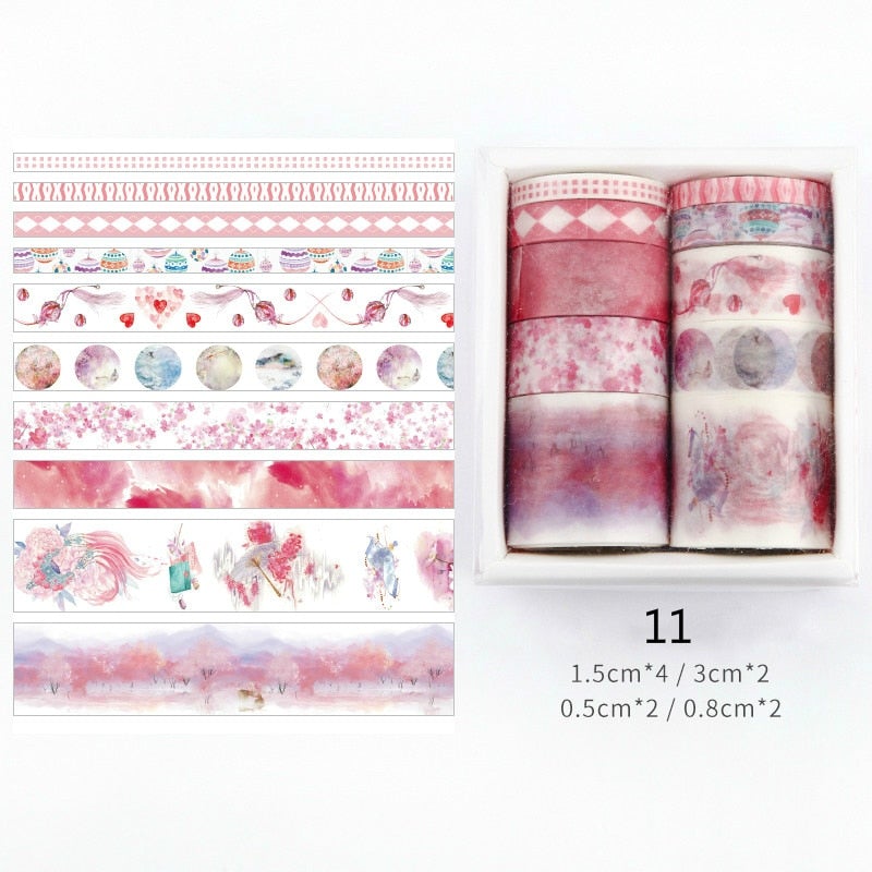 Variert Washi Tape-pakke, perfekt for kreative utfoldelser og DIY-kunst.