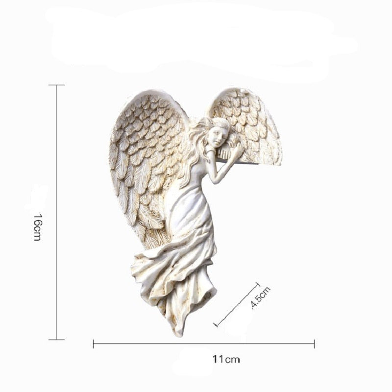 Engel hjørnefigur i detaljert hvit resin, ideell dekorasjon for dør, vegg eller hylle, interiørstil.