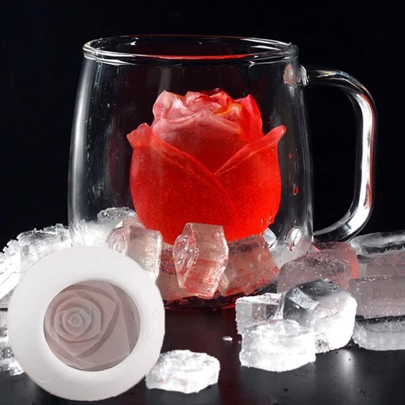 "Detaljert 3D silikonform for isroser; blå farge; rund form; perfekt til drinker for enhver anledning."