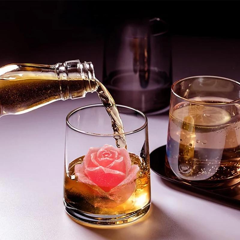 "Detaljert 3D silikonform for isroser; blå farge; rund form; perfekt til drinker for enhver anledning."