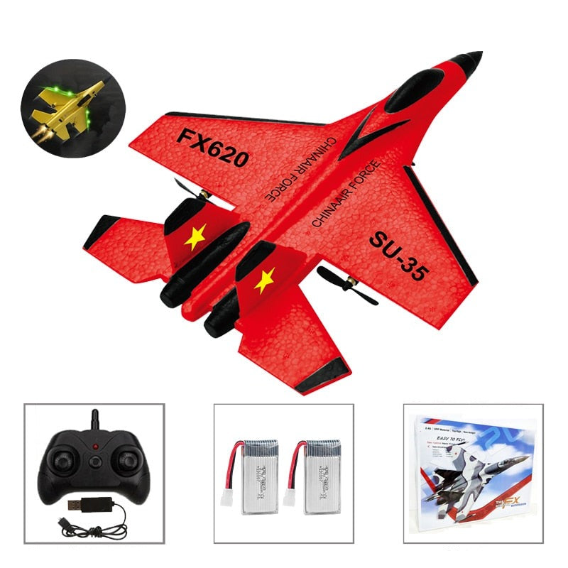 Pakken med det fjernstyrte kampflyet for barn, viser leketøy og gaveideer