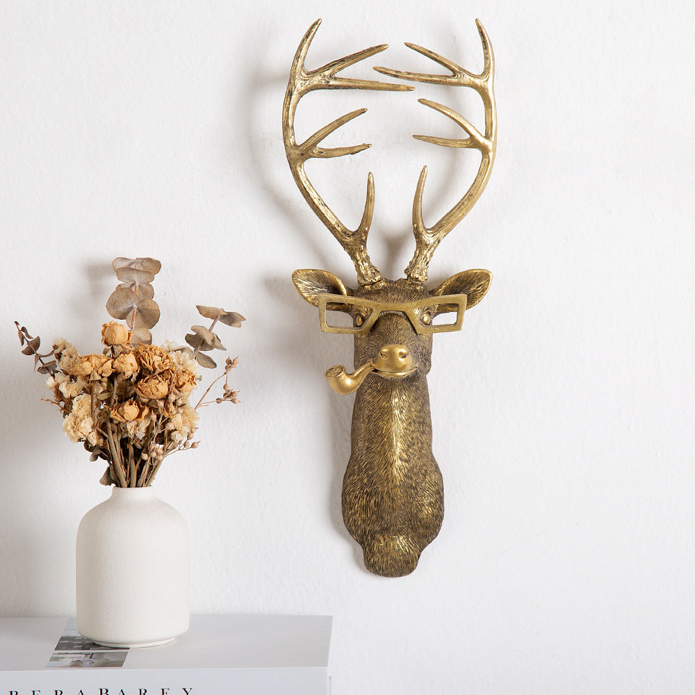 Vintage-inspirert løvehode veggsmykke i resin, detaljert retro interiørdekor