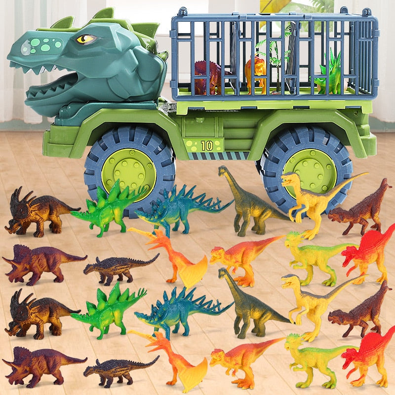 Nærbilde av den pedagogiske dinosaur lastebilleken, perfekt som gave og gir timer med underholdning.