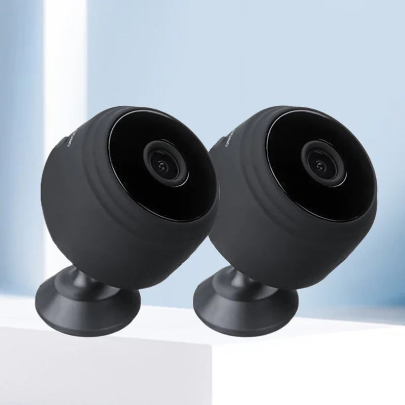 "Diskret 1080p WiFi mini kamera med magnetisk base og bred synsvinkel, enkelt å plassere på metalloverflater."