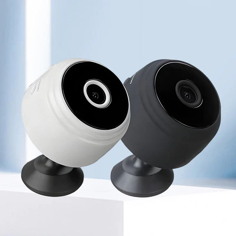 "Diskret 1080p WiFi mini kamera med magnetisk base og bred synsvinkel, enkelt å plassere på metalloverflater."