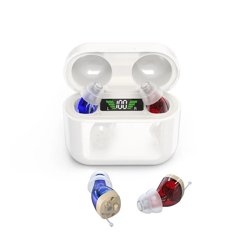 "Diskret hudfarget in-ear høreapparat, kompakt design for krystallklar lyd og komfortabel daglig bruk."