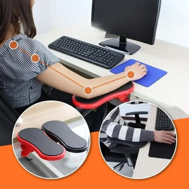 Justerbart ergonomisk armlene til kontorpult, sort, fremmer helse og komfort under arbeid.