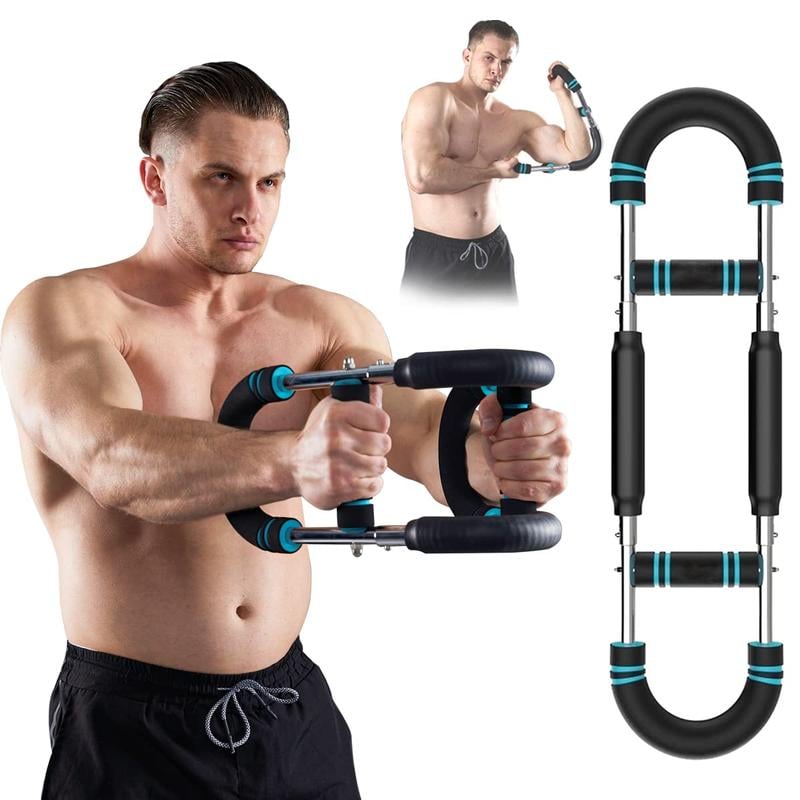 Effektiv dreiestang for armtrening, viser justerbare styrkenivåer og solid materiale for overkropps trening hjemme eller ute.