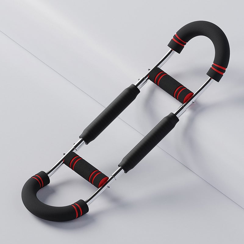 Effektiv dreiestang for armtrening, viser justerbare styrkenivåer og solid materiale for overkropps trening hjemme eller ute.