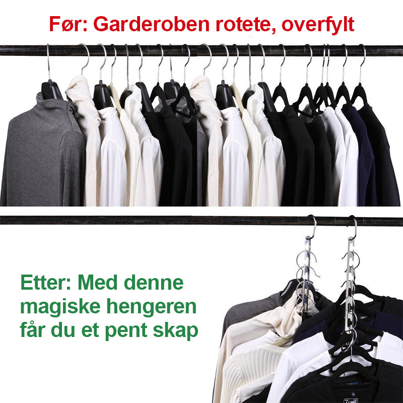 "Effektiv kleshenger i rustfritt stål med elegant design for plassbesparende klesorganisering."